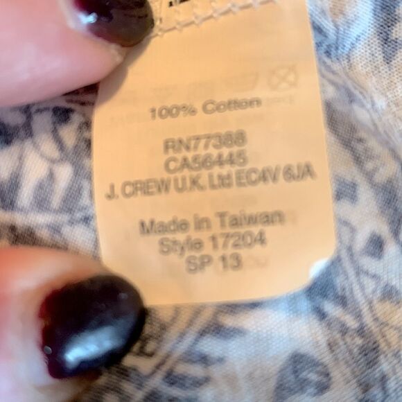 J. Crew Tee Shirt Dress Short Sleeve Navy & Ivory Boho Print 100% Cotton Medium - Picture 6 of 8